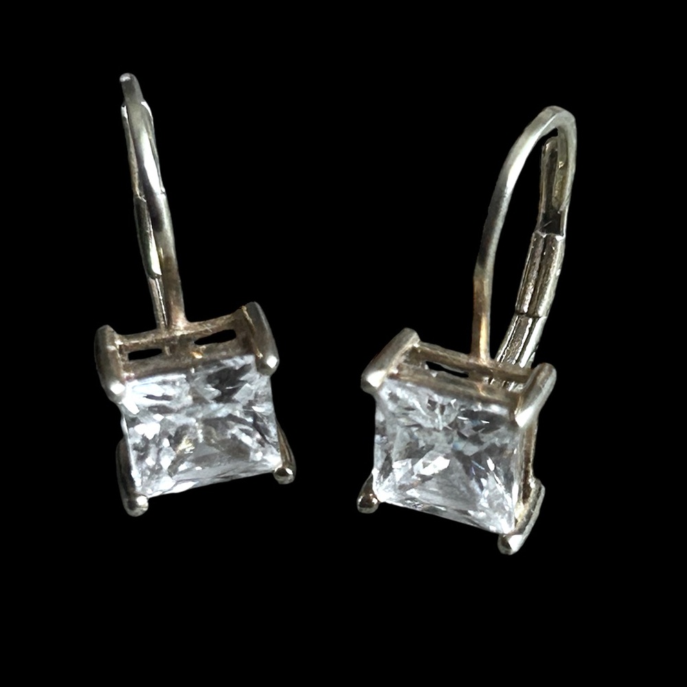 Vintage gold over Sterling silver cubic zirconia earrings - Picture 3 of 5